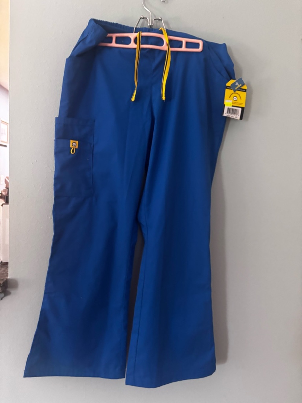 Wonder Wonkd Brand Royal Blue Scrub Pants with Yellow Drawstring NWT SZ LP